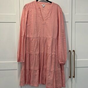 Crown and Ivy pink dress with gold polka dots